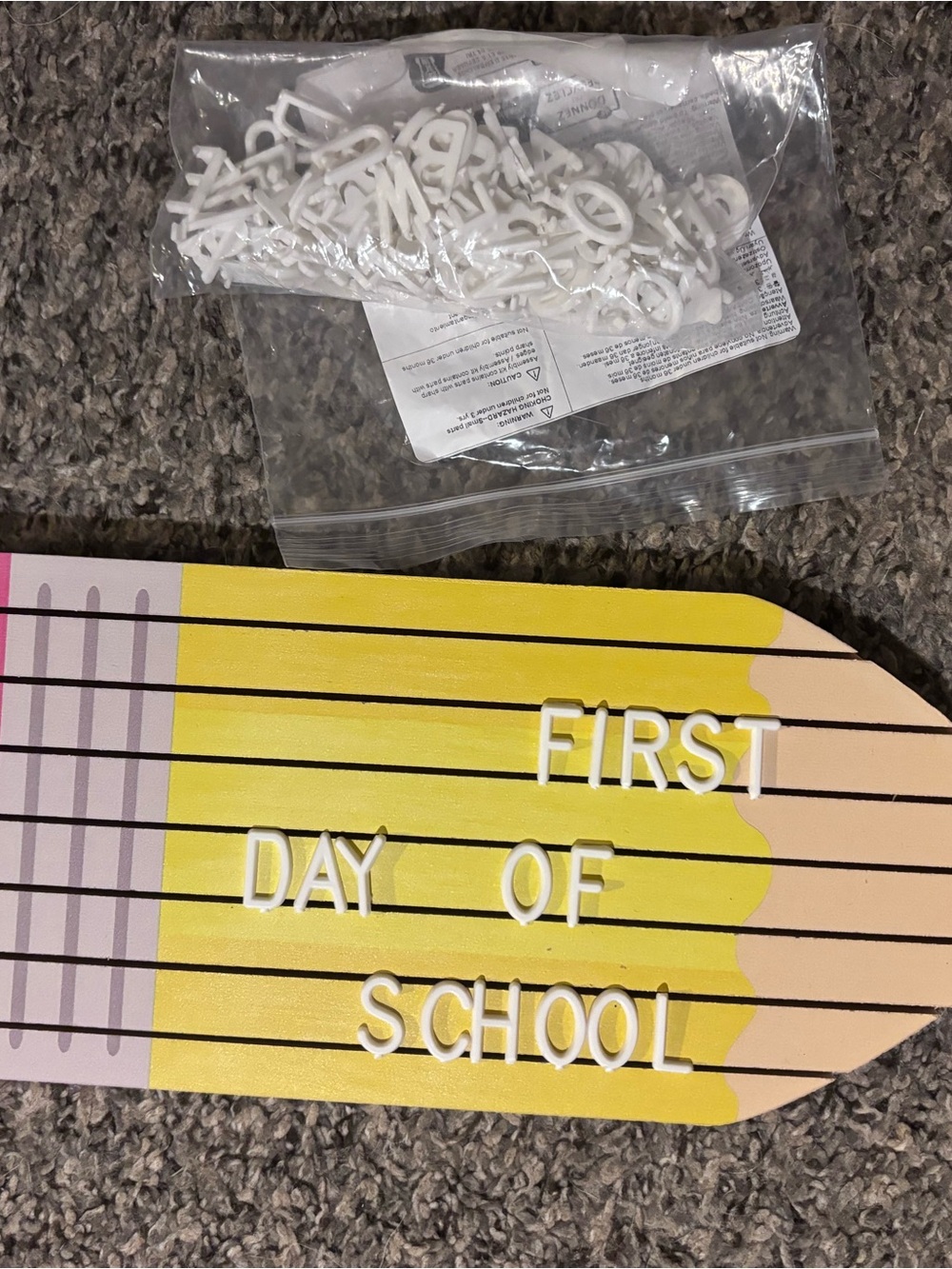 White Letter Set for First Day of School Sign - Home Party Supplies